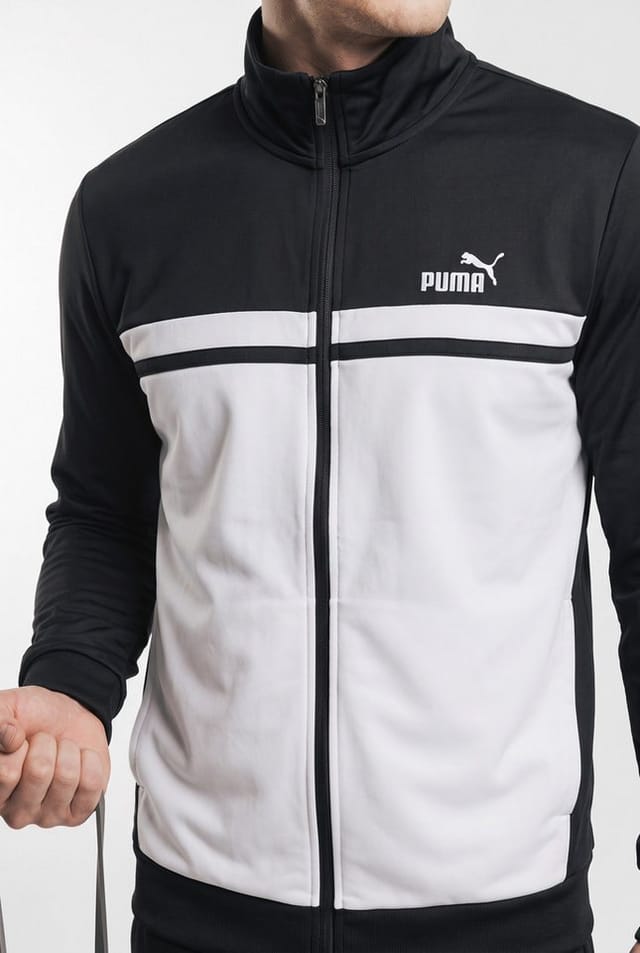 PUMA Trainingsanzug POLY COLORBLOCK SUIT (2-tlg), zweiteiliges Set, mit Reißverschluss am Oberteil, aus Polyester