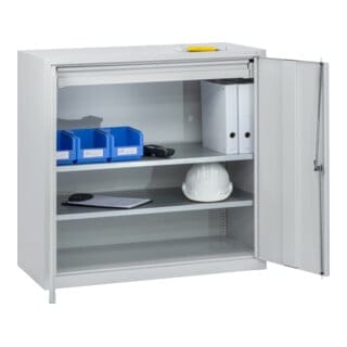 C+P Stahl-Flügeltürenschrank Serie 89, H1000xB100xT500mm, 7035/7035