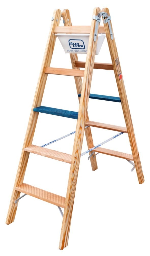 ILLER-LEITER Holz Stufen Stehleiter ERGO Plus 2x4 2104-7