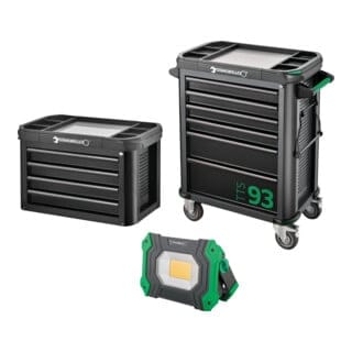 Stahlwille Werkstattwagen 93/6 A + TOP BOX + Arbeitsstrahler 93 Trolley + Box 10 Schubl. 0 x 0 x 0 mm TTS 93/6 anthrazit, RAL 7016, 93 TOP BOX schwarz, RAL 9005