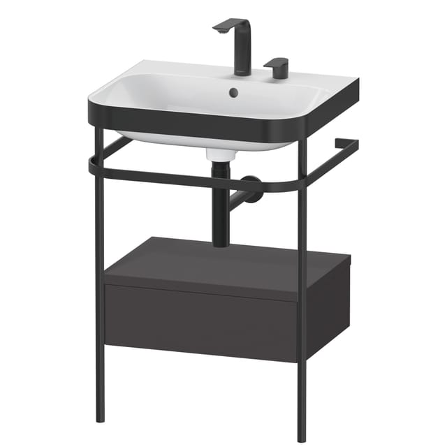 Duravit Möbelwaschtisch-Kombi Happy D.2 Plus 57,5x49cm, 2 HL, gra m, m Konso, 1 Lad