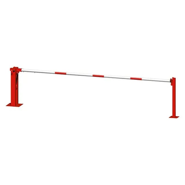 Schake Wegeschranken 7m + fester Auflagestütze, Bodenplatte zum Aufdübeln + Dreikantverschluß Stahlkonstruktion 120x80mm