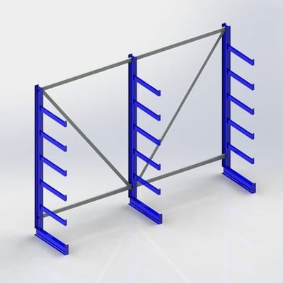 Meta Kragarmregal Atlas ST einseitig 3 Ständer 2000 x 500 x 2700 enzianblau