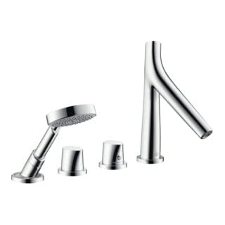 hansgrohe Fertigset Axor Starck Organic 4-L-BW-Rand-Arm., mit Thermostat, chrom