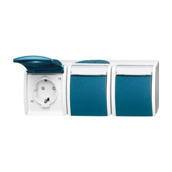 Busch-Jaeger Steckdose grau/blaugrün 2300/3 EBW-53