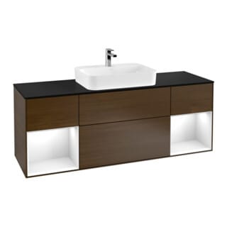 V&B Waschtischunterschrank Finion 160x60, Pl b m, Reg glo wh. Lac, wal ven