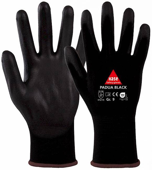 Hase Montagehandschuhe Padua Black Größe 7, Nylon