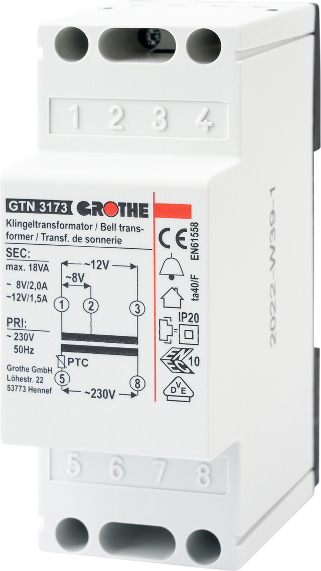 Grothe Transformator 4/8/12VAC, 2/2/1,5A GTN 3173