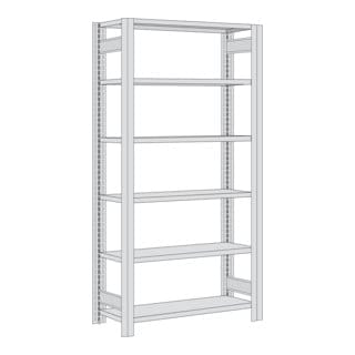 Regalwerk BERT Büroregal Grundfeld HxBxT 2000x875x300mm 6 Fachböden für 5 Ordner