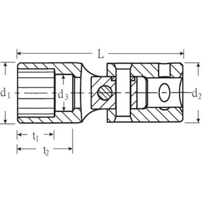 Stahlwille 1/4" (6,3mm) Gelenk-Steckschlüsseleinsatz SW.7mm L.33,5mm