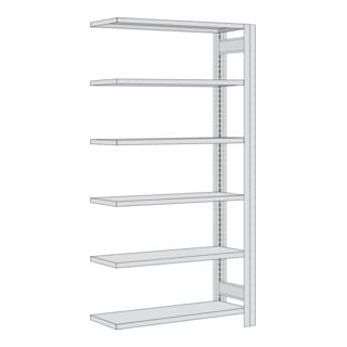 Regalwerk BERT Büroregal Anbaufeld HxBxT 2000x875x300mm 6 Fachböden für 5 Ordner