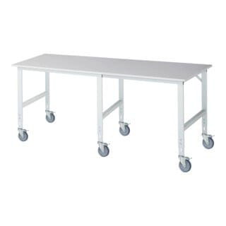 Rau Fahrbarer Arbeitstisch (HV) Tom (6 LR), B2500xT1000xH910-1230mm, M-Platte-22mm