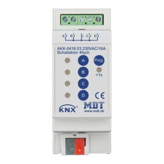 MDT technologies Schaltaktor 4-fach 2TE REG,16A,230VAC,Komp. AKK-0416.03