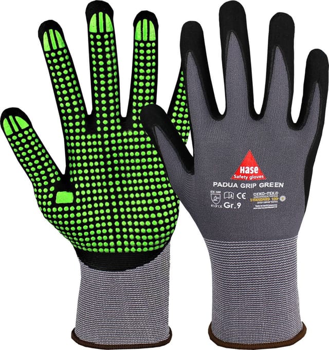 Hase Padua Grip Green Montagehandschuh aus Nylonfeinstrick Größe 7