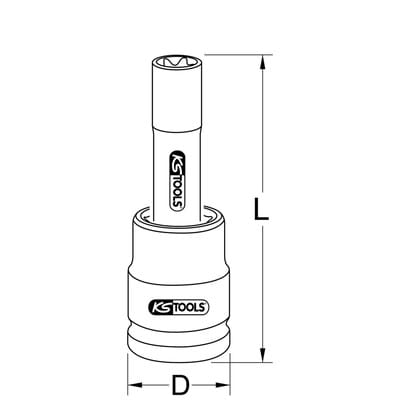 KS Tools 1" Kraft-Bit-Stecknuss E-TX, lang, E18