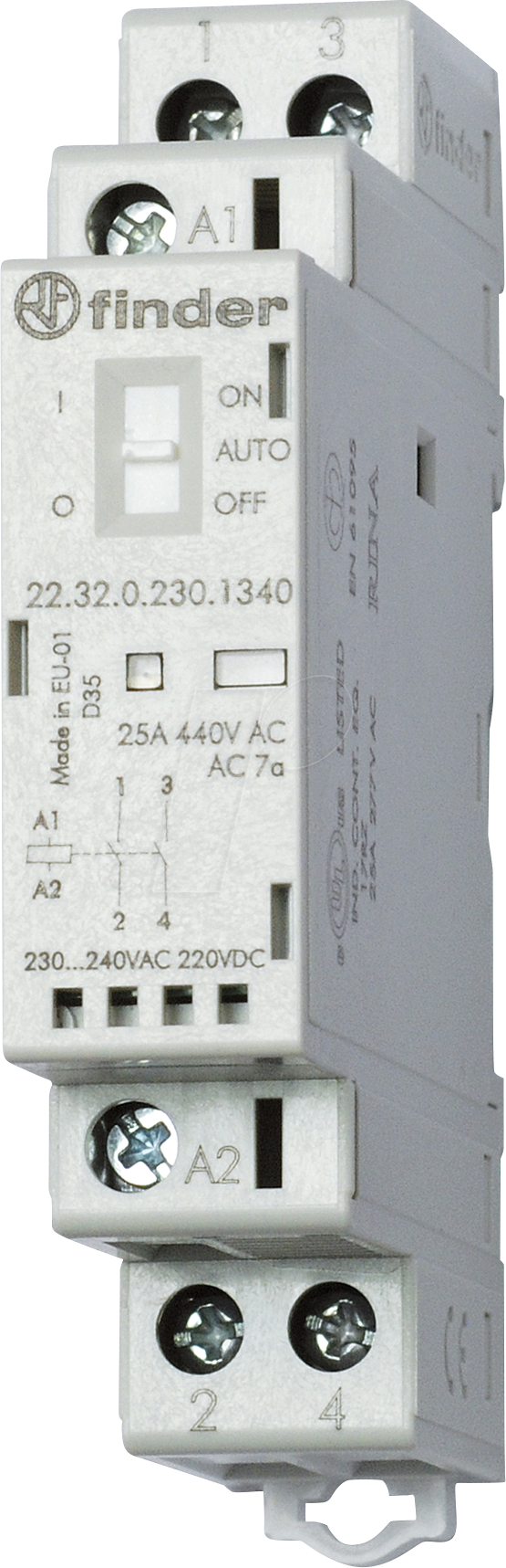 Finder Installationsschütz 24VAC/DC,2S,LED 22.32.0.024.4340
