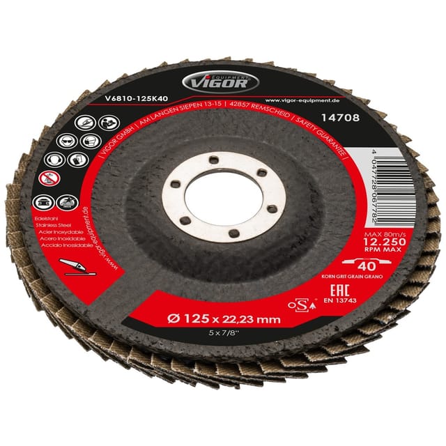 VIGOR Fächerscheiben Satz 125 mm K80 V7010-125K80