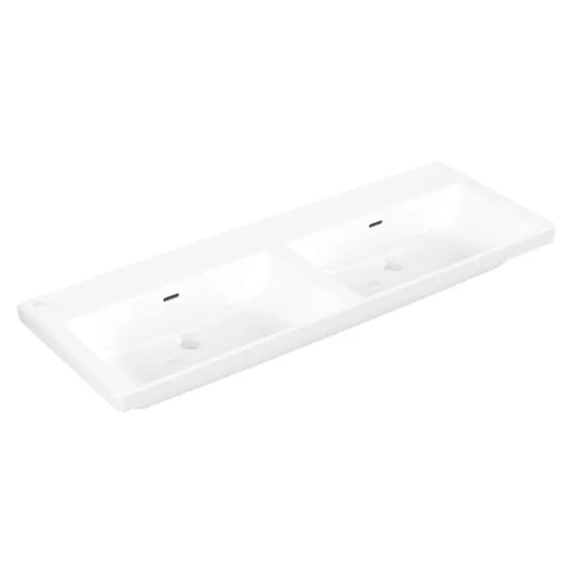 V&B Schrank-Doppelwaschtisch Subway 3.0 130x47cm, eck., m Überlauf, weiß C-plus