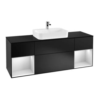 V&B Waschtischunterschrank Finion 160x60, Pl b m, Reg wh. m Lac, bla m Lac
