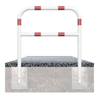 Schake Abweisebügel aus Stahlrohr Ø 60 x 2,5 mm Breite: 1000 mm, Höhe: 1400 mm + Querholm, beschichtet, zum Einbetonieren