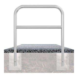 Schake Abweisebügel aus Stahlrohr Ø 60 x 2,5 mm Breite: 2000 mm, Höhe: 1400 mm + Querholm, zum Einbetonieren