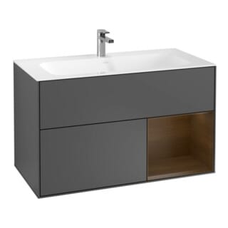 V&B Waschtischunterschrank Wandbeleuchtung Finion 99,6x59,1cm, Reg re wal ven, Anthrac. m