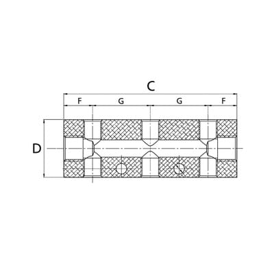 Riegler Verteilerleiste, Abgänge beidseitig, 2 x 1/8, 2 + 2 x M5, Alu