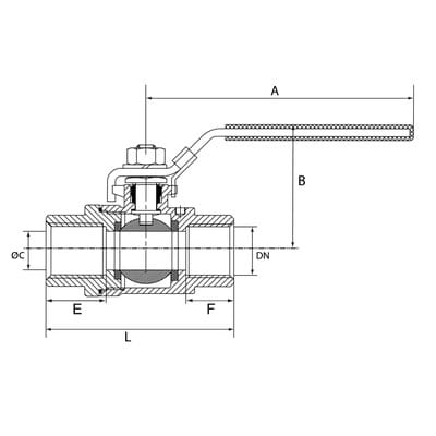 Riegler Edelstahlkugelhahn, 2-teilig, Baulänge nach DIN 3202-M3, G 1/4