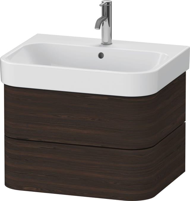 Duravit Waschtischunterschrank Happy D.2 Plus 62,5x49cm, Nussb geb., 2 Schubkästen