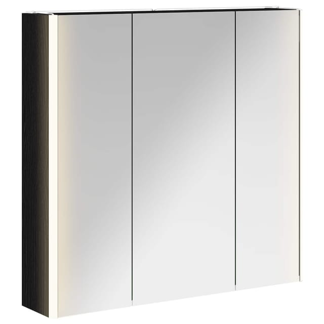 Vidaxl Bathroom Mirror Cabinet Black Oak 73.5 X 15.5 X 70 Cm