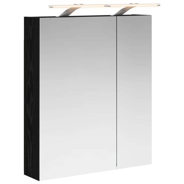 Vidaxl Bathroom Mirror Cabinet Black Oak 60 X 14.5 X 70 Cm