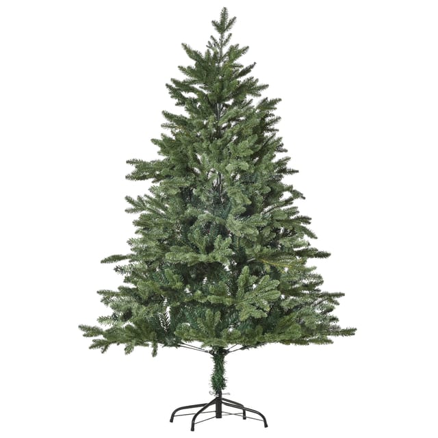 Homcom Künstlicher Weihnachtsbaum 150 Cm Tannenbaum Künstlich Mit 444 Spitzen, 3 Verschiedenen Blätterformen Flammhemmend Christbaum Mit Metallständer Für Drinnen