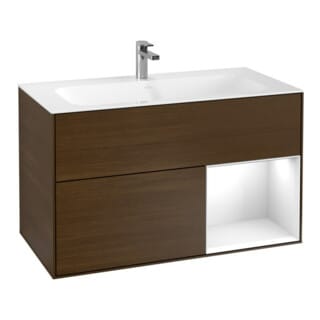V&B Waschtischunterschrank Wandbeleuchtung Finion 99,6x59,1cm, Reg re glo wh. Lac, wal ven