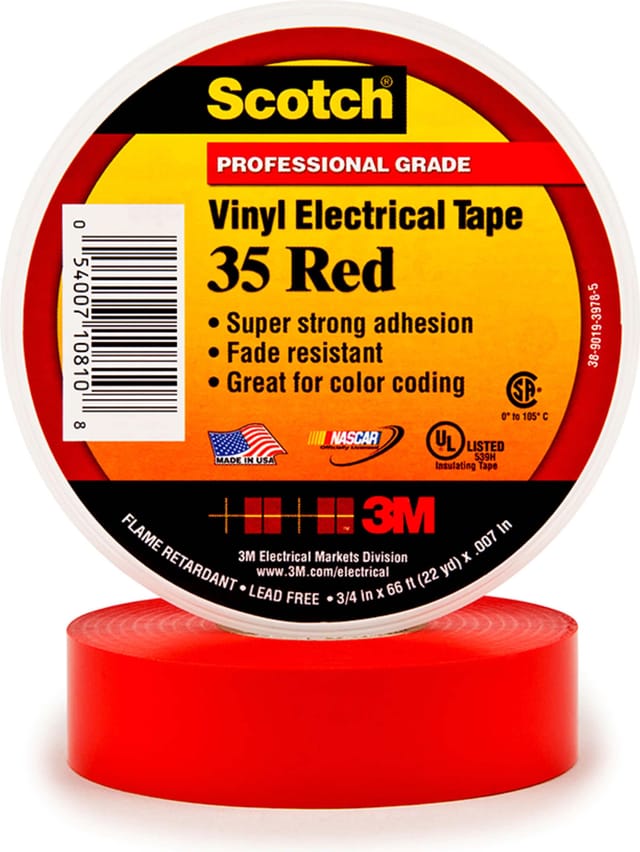 3M Deutschland PVC Elektro-Isolierband 19 mm x 20 m, rot Scotch 35-19X20RDNEW
