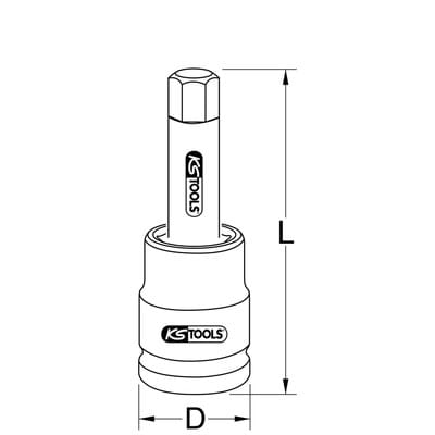 KS Tools 1" Kraft-Bit-Stecknuss Innensechskant, lang, 32 mm