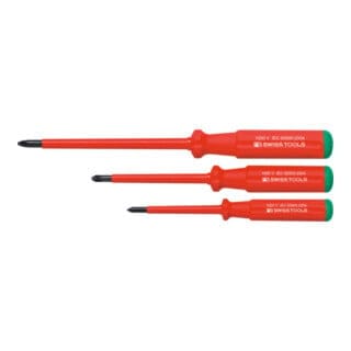 PB Swiss Tools Pozidriv-Schraubendreher-Satz SwissGrip, vollisoliert, 3-teilig