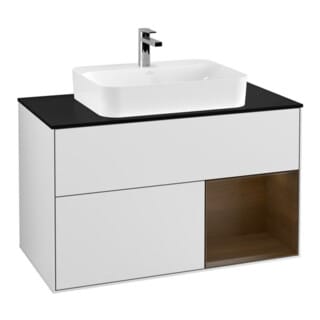 V&B Waschtischunterschrank Finion 100, Pl bla m, Reg re wal ven, wh. m Lac