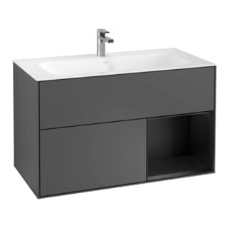 V&B Waschtischunterschrank Wandbeleuchtung Finion 99,6x59,1cm, Rg re bla m Lac, Anthrac. m