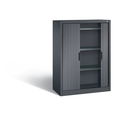 C+P Akten-Sideboard Omnispace mit Rollladen, 3 Ordnerhöhen, H1345xB1000xT420mm Schwarzgrau