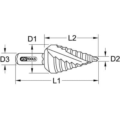 KS Tools HSS-TiN Stufenbohrer extra kurz,Ø 4-12mm, 9 Stufen