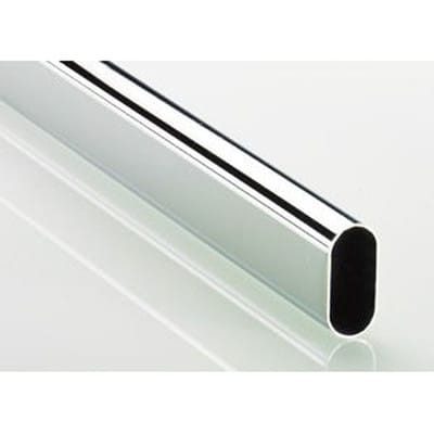 Hettich Schrank-Rohr oval, 47616 30 x 15 x 5000mm Stahl hochglanzverchromt