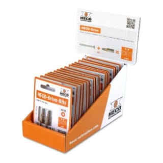 HECO Blister-Tray, HD-20, orange, 15 Blister mit jeweils 2 Bits