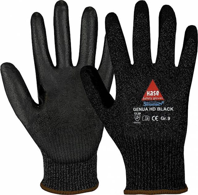 Hase Genua Hd Black Schnittschutzhandschuh aus Sinomac® Hybridgarn Größe 11