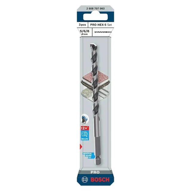 Bosch PRO HEX-5 Bohrer-Set, 5x100, 6x100, 8x150 mm, 3-tlg.