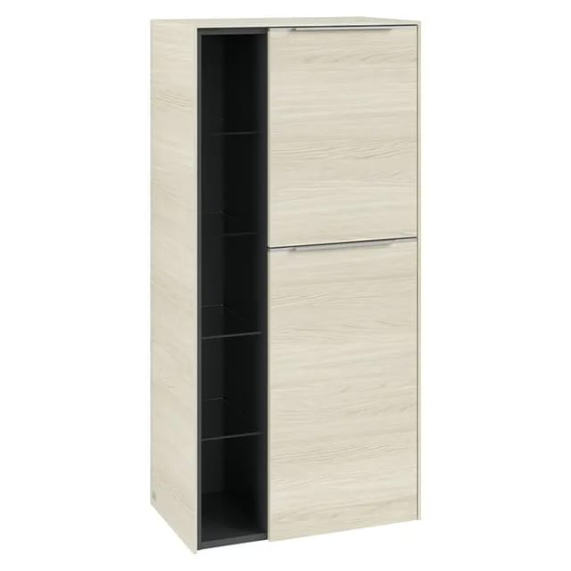 V&B Mittelschrank Subway 3.0 57,4x120x36,2cm, Sch R/Gr Alu gl, wh. Oa