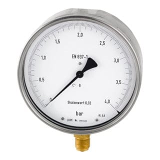 Riegler Feinmessmanometer, G 1/2 radial unten, 0 - 16,0 bar, Ã˜ 160, 1166