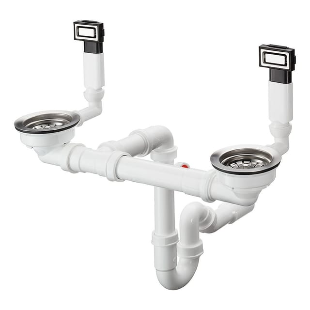 hansgrohe Ab- u. Überlaufgarnitur D15-10 Edelstahl, manuell, für Doppelbecken