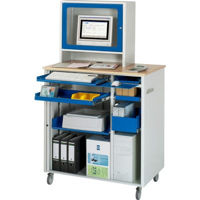Rau Computer-Station mit Monitorengehäuse mobil BxTxH 1030x660x1810mm