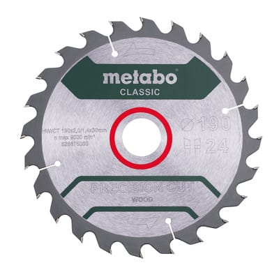 Metabo Sägeblatt "precision cut wood - classic", 190x2,0/1,4x30 Z24 WZ 15° /B