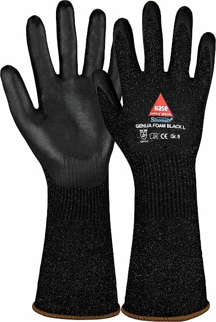 Hase Genua Foam Black Long Schnittschutzaus Sinomac® Hybridgarn Größe 7